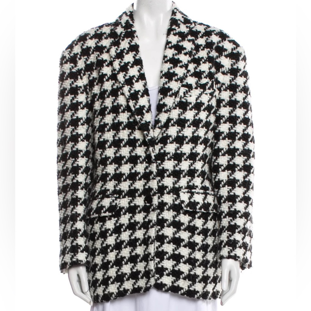 Anine Bing Black and White Houndstooth Blazer